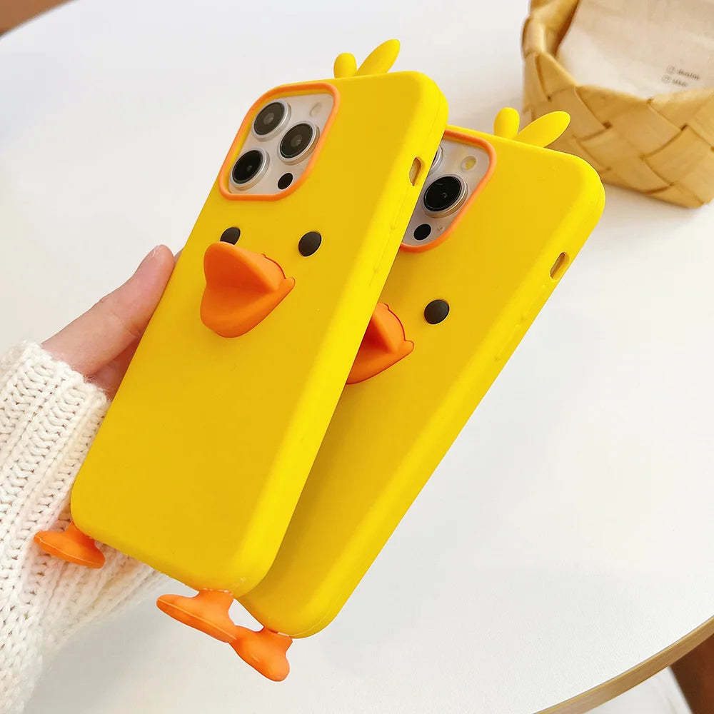 Cute Cartoon Yellow Duck Soft Silicone Case Cover For iPhone