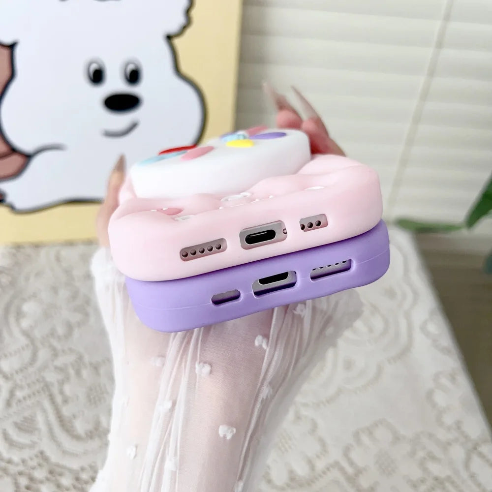 Korean 3D Color Painting Telescopic Colorful Bracket Case For iPhone