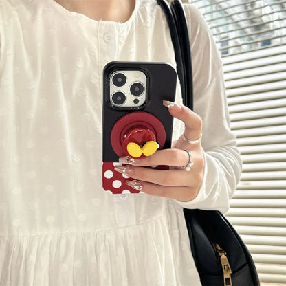 New Cartoon Mickey and Minnie Bottom Stand Phone Case For iPhone
