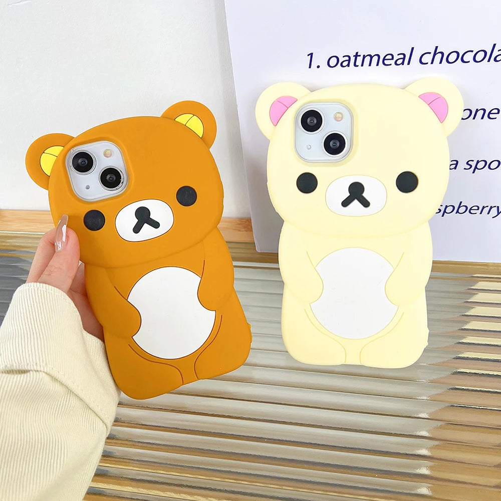 Cartoon Rilakkuma Bear Silicone Soft Cover Case For iPhone