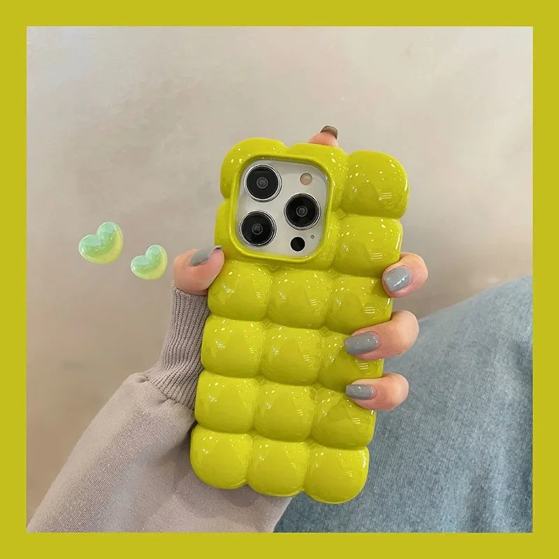 Cute Cartoon 3D Block Lattice Case For iPhone