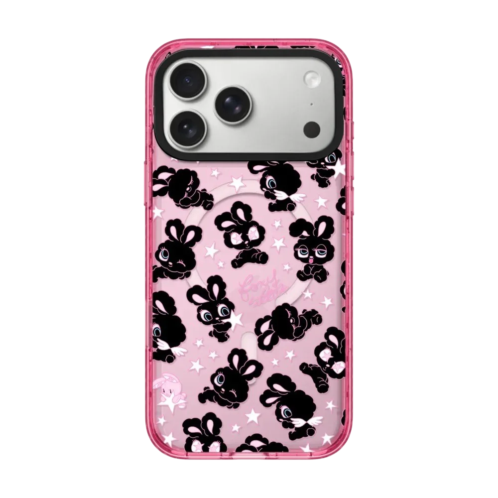 Rabbit Cherry Strawberry iPhone Case With Pink Border