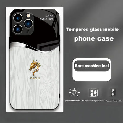 Luxury Grain Golden Dragon Led Light Phone Case Call Flash Glitter Cover For iPhone