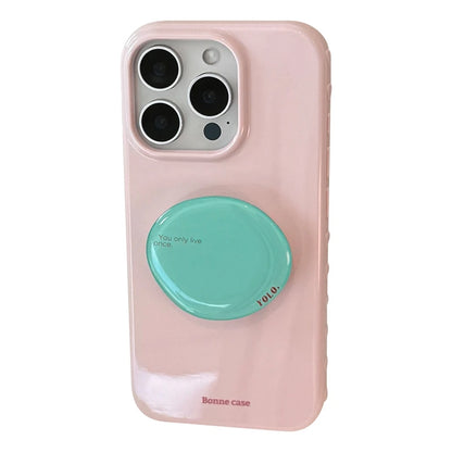 Korean Style Simple Solid Colors With Phone Holder Stand Case For iPhone Shockproof Protective Cover﻿
