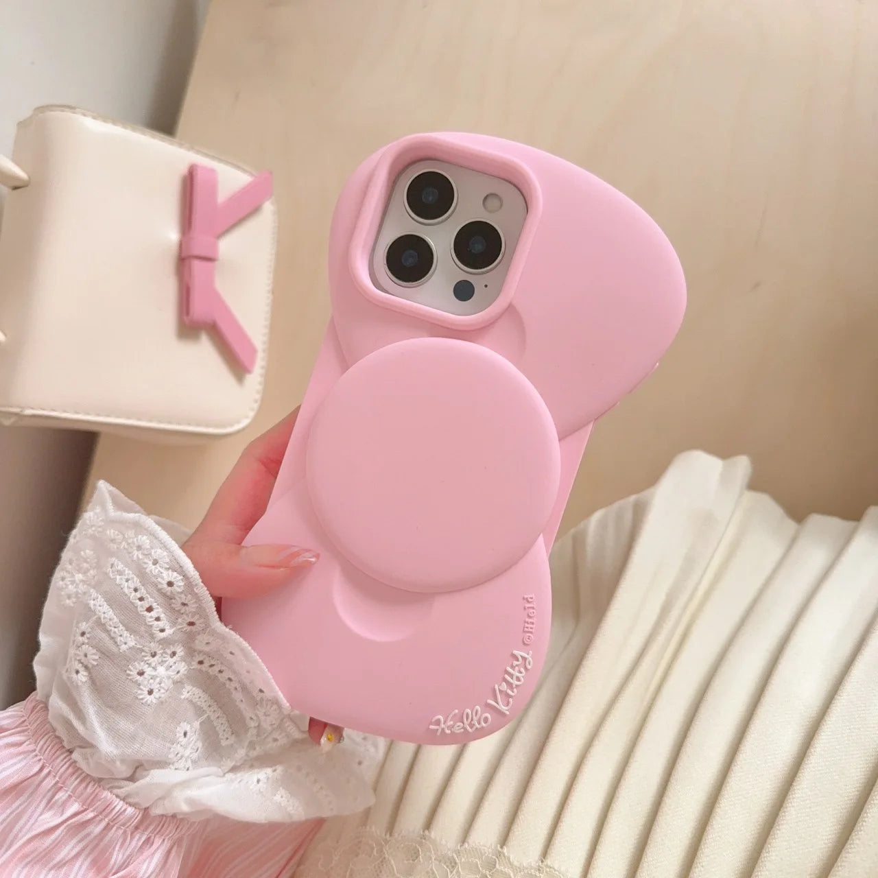 Pink Cute Bow Silicone Phone Case Fashion Creative For  iPhone