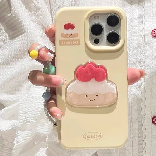 Cute Strawberry Cake Pattern Yellow Phone Case