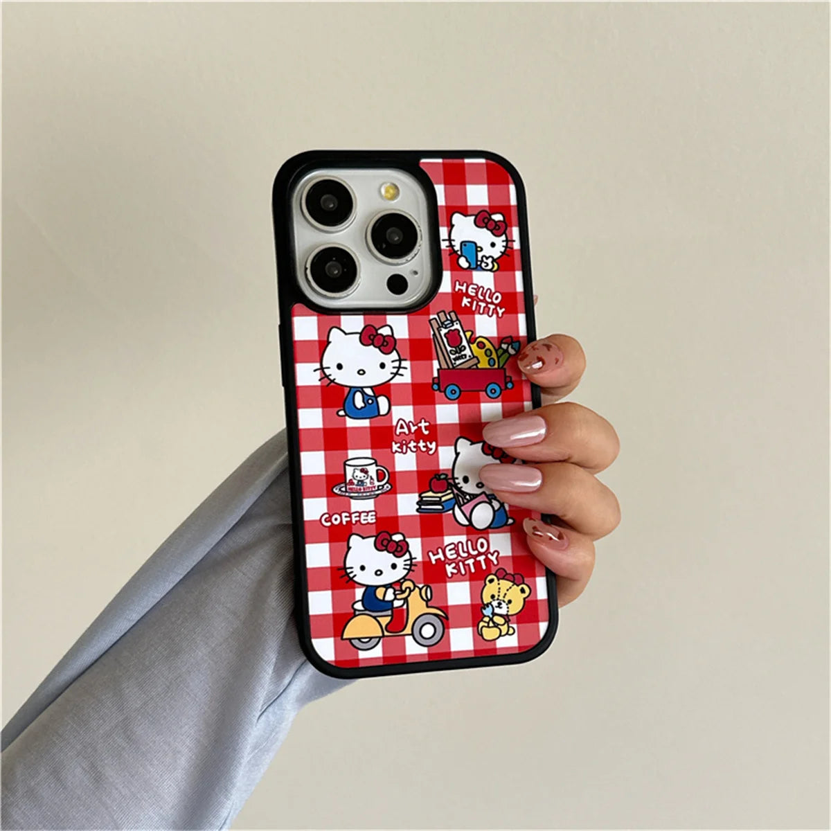 Fashion Cute Kitty Cat Plaid Pattern Magnetic Phone Case For iPhone