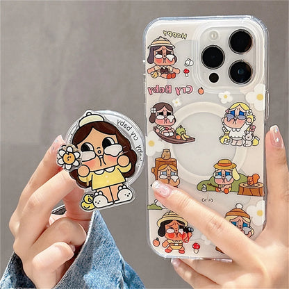 Kawaii Cartoon Cry Girl Magnetic Phone Case For iPhone