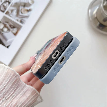 Elegant Marble Pattern iPhone Case With Tempered Glass Cover