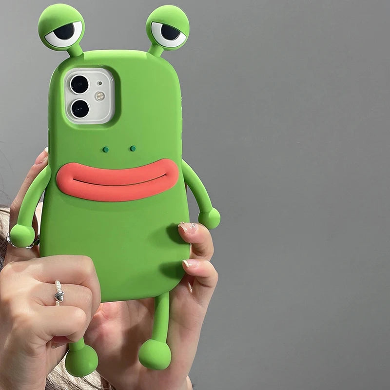Funny Soft Silicone 3D Frog Phone Case For iPhone