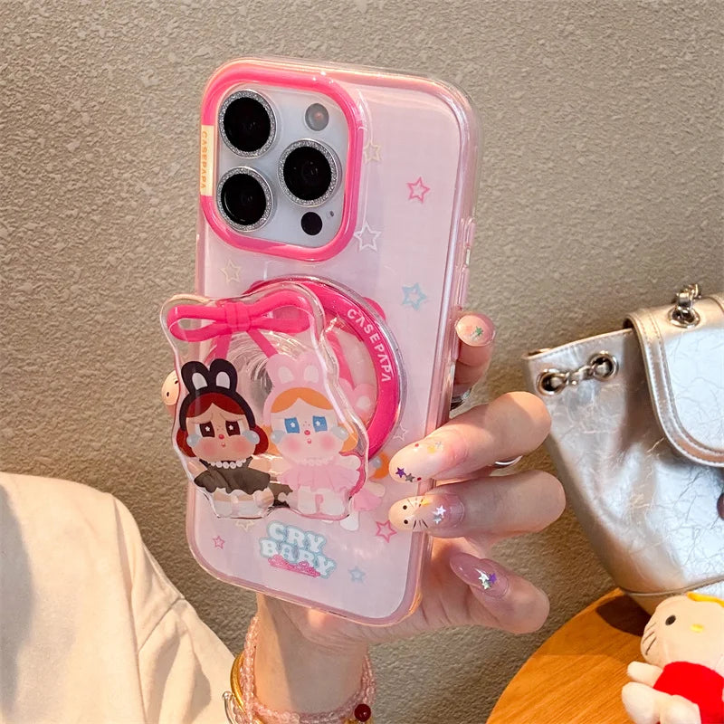Kawaii Cartoon Cry Girl Magnetic Phone Case For iPhone