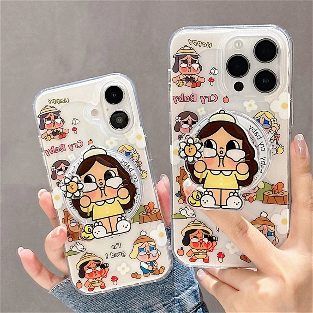 Kawaii Cartoon Cry Girl Magnetic Phone Case For iPhone