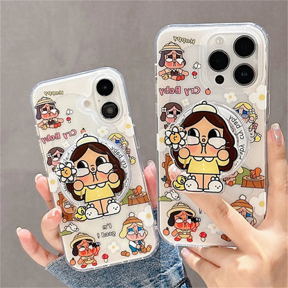 Kawaii Cartoon Cry Girl Magnetic Phone Case For iPhone