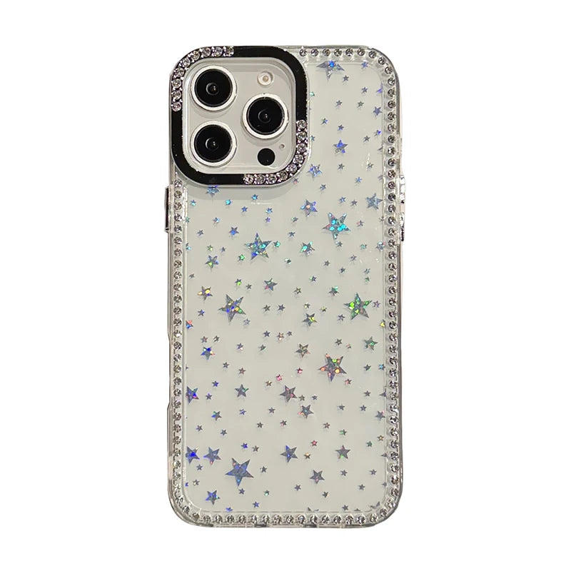 Fashion Bling Glitter Diamond Star Transparent Phone Case