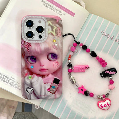 New Cute Cartoon Pink Little Girl Phone Case For iPhone