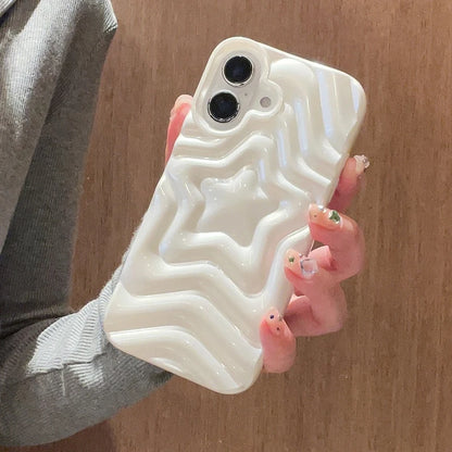 Fashion Pearl White Imprint Star Phone Case