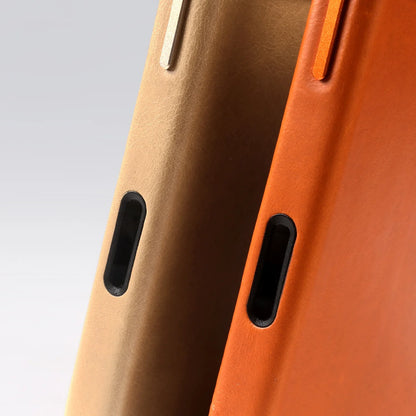 Luxury Oil-Wax Genuine Leather MagSafe Case with Wireless Charging Support