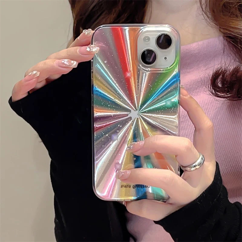 Colorful Rainbow Stars Glitter Phone Case For iPhone