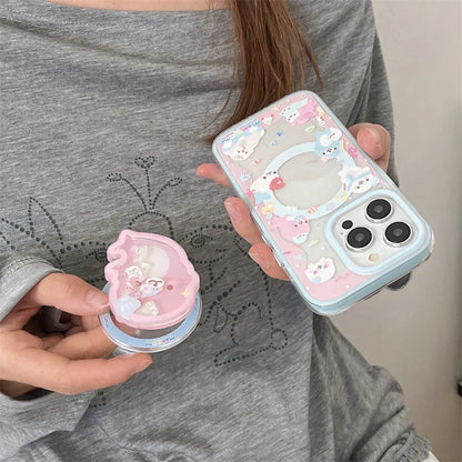 Cute Dolphin Shaking Bracket Magnetic Phone Case For iPhone