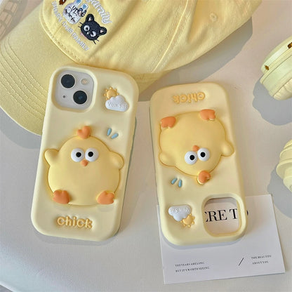 Funny Cute Yellow Chick Cartoon Silicone Phone Case