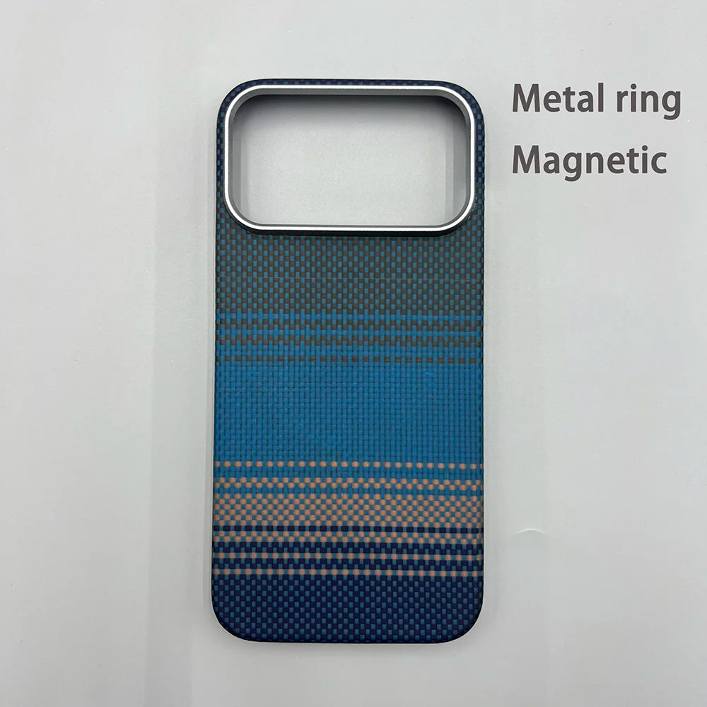 Carbon Fiber Kevlar Aramid Fiber Hard Shell Lightweight Business Black Protective Cover For iPhone