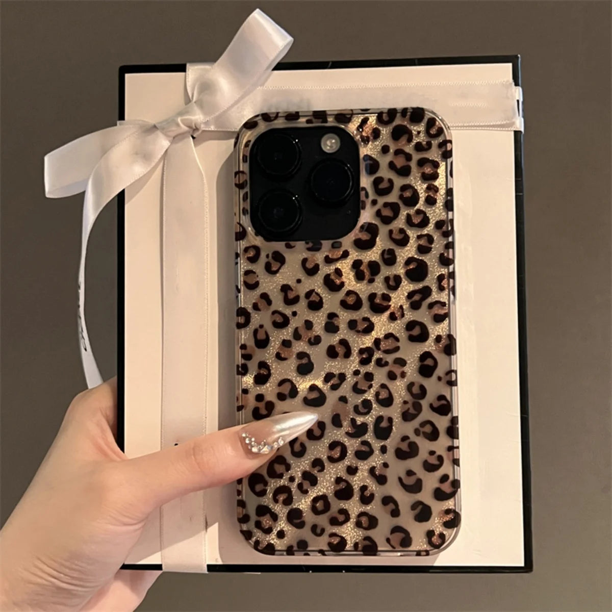 Korean Cute Leopard Print Phone Case for iPhone Soft Shockproof Back Cover