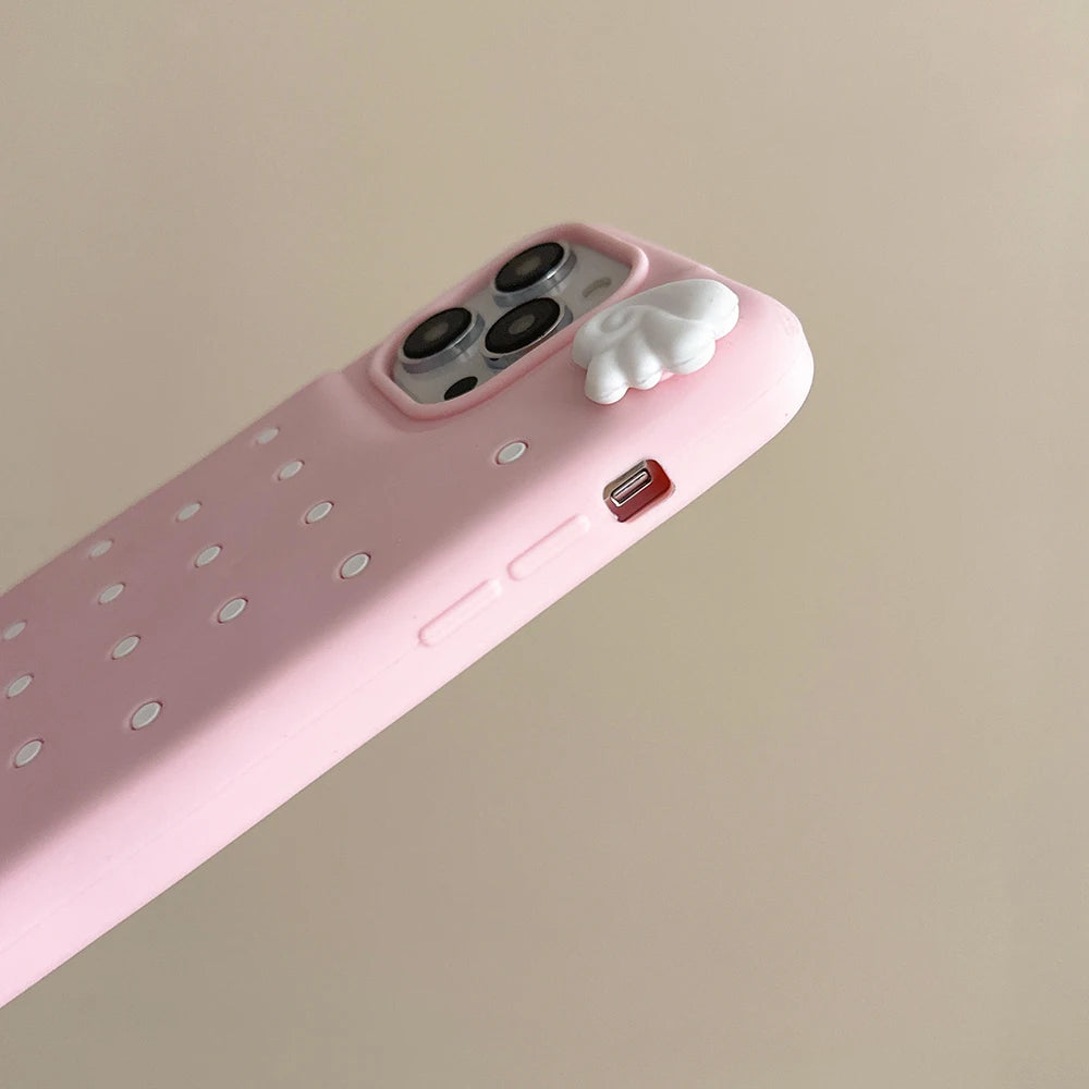 3D Cute Polka Dot Angel Wings Silicone Phone Case