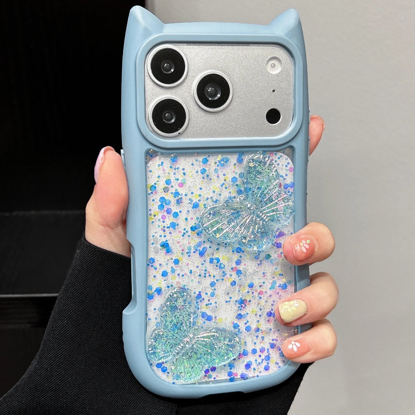Glitter Drip Glue Butterfly Cover For iPhone