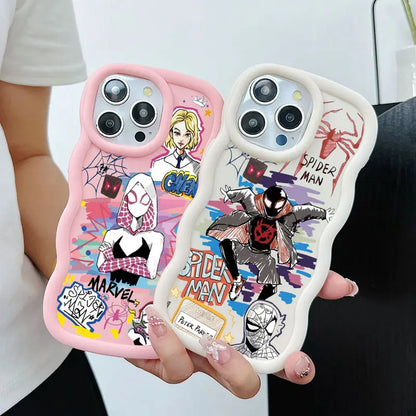 Spider Gwen Spiderman Miles Morales Candy Color Phone Case For iPhone