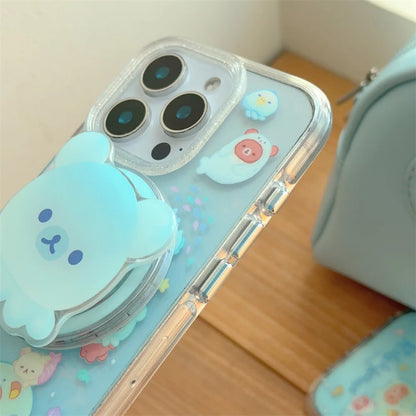 Funny Cute Rilakkuma Magnetic Stand Phone Case For iPhone Back Cover For Magsafe Cases Protective Fun