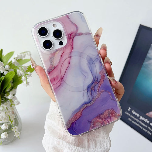 Marble Pattern Wireless-Charging Magnetic Protective Case