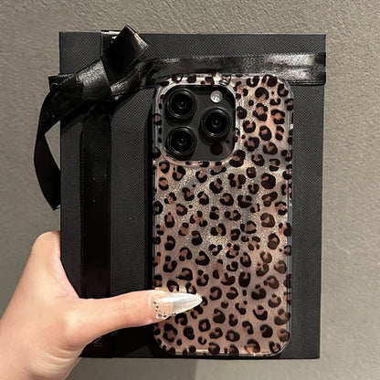 Korean Cute Leopard Print Phone Case for iPhone Soft Shockproof Back Cover