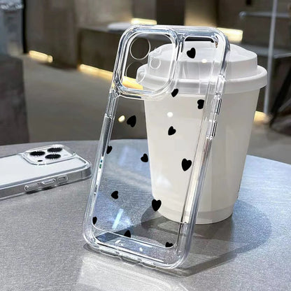 Phone Case For iPhone  Love Heart Clear Shockproof Cover