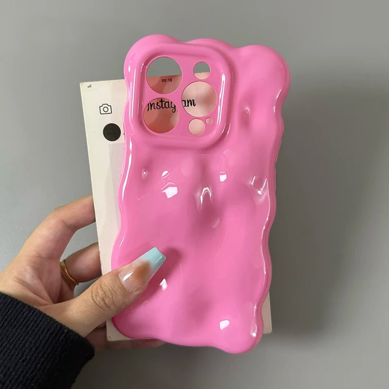 Candy Color Glossy 3D Meteorite Pattern Phone Case