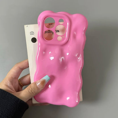 Candy Color Glossy 3D Meteorite Pattern Phone Case