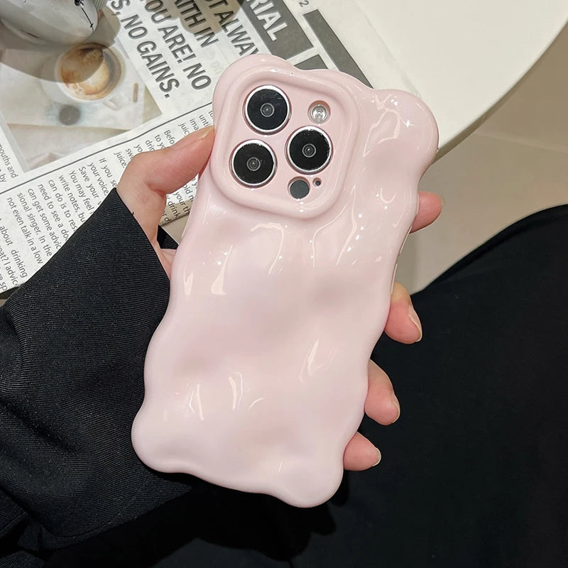 Glossy Light Pink 3D Bubble Texture Shockproof Case For iPhone
