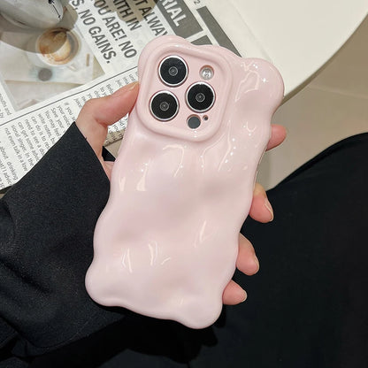 Glossy Light Pink 3D Bubble Texture Shockproof Case For iPhone