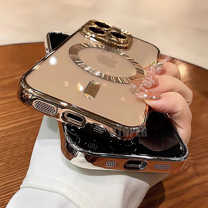 Desert Gold Clear MagSafe iPhone Case with Lens Protection