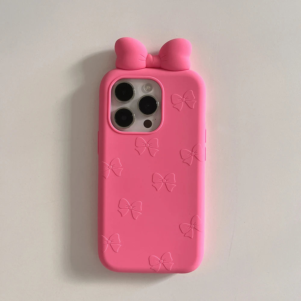 Cute Bowknot Cartoon Tie Silicone Phone Case