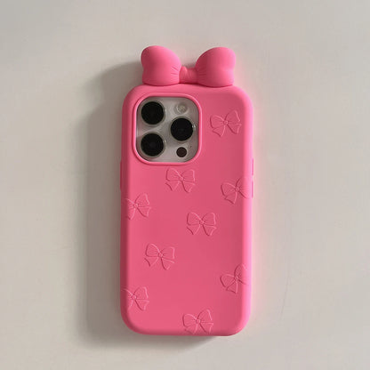 Cute Bowknot Cartoon Tie Silicone Phone Case