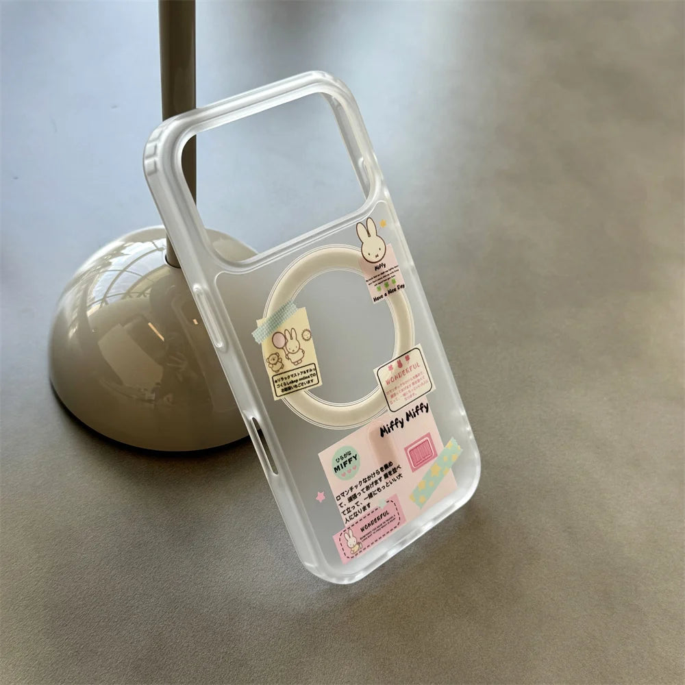 Korean Cute Rabbit MagSafe Card Holder iPhone Case