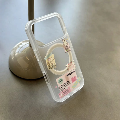 Korean Cute Rabbit MagSafe Card Holder iPhone Case