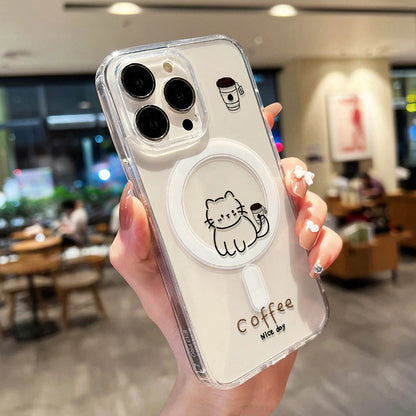 Cute Cat MagSafe Magnetic Clear Phone Case