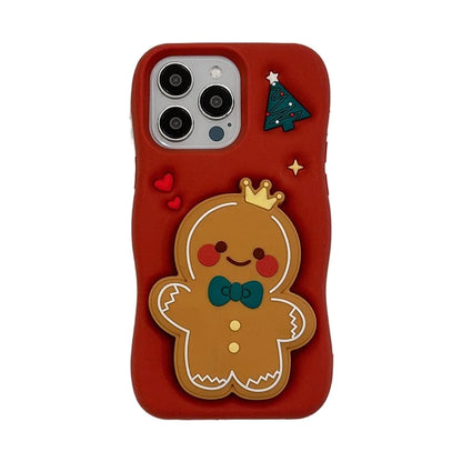 Red Christmas Gingerbread Man Folding Bracket Phone Case