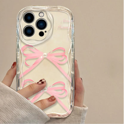 Black Bowknot Heart Phone Case For iPhone Shockproof Silicone Back Cover