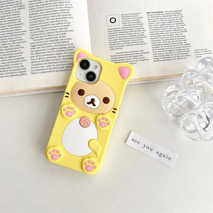 Rilakkuma Bear Kawaii Cat Silicone iPhone Case