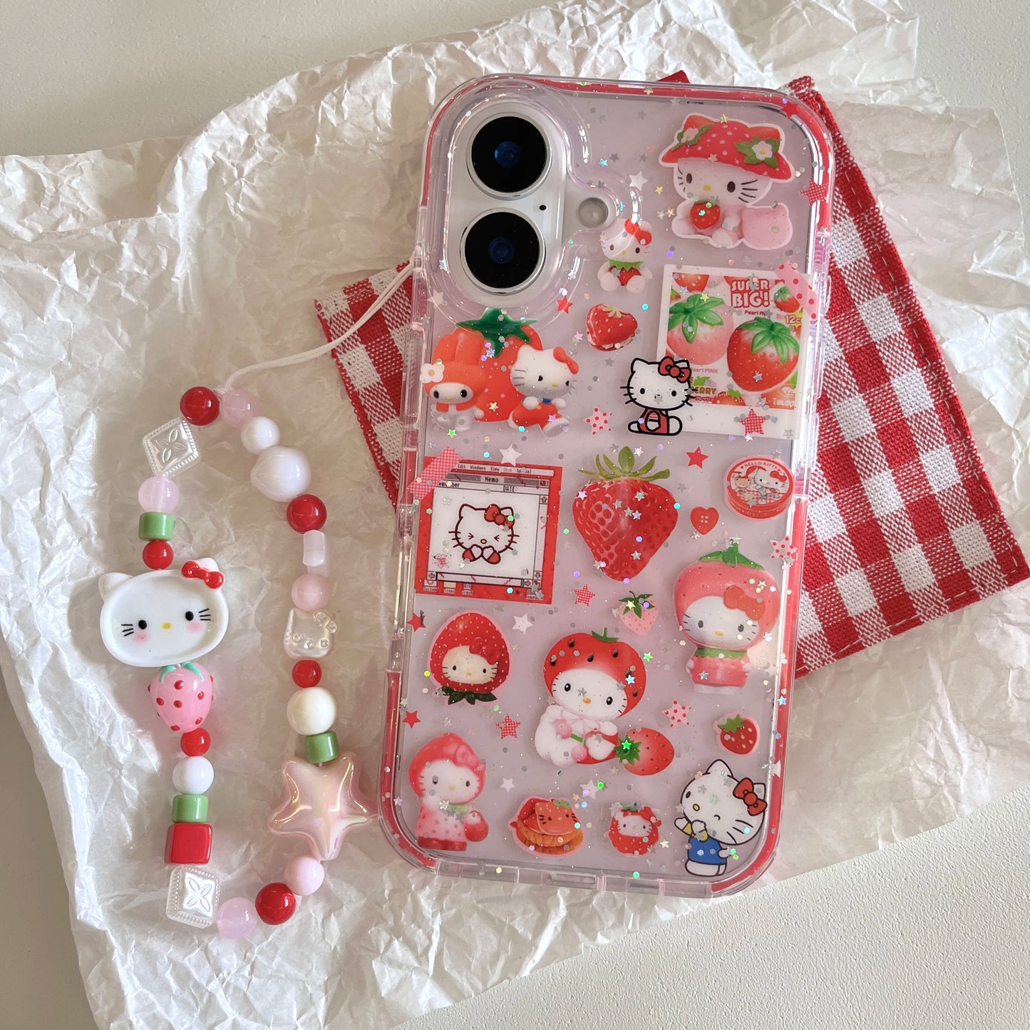 New Hot Red Strawberry Hello Kitty Cat Phone Case