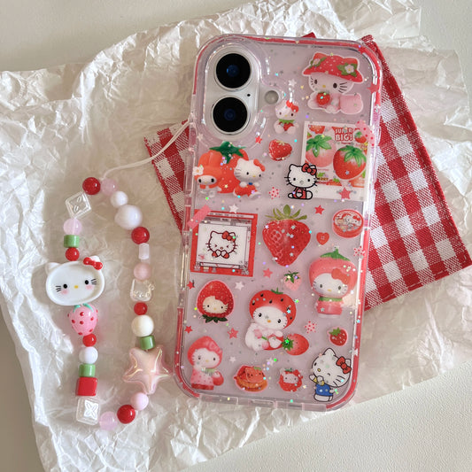 New Hot Red Strawberry Hello Kitty Cat Phone Case