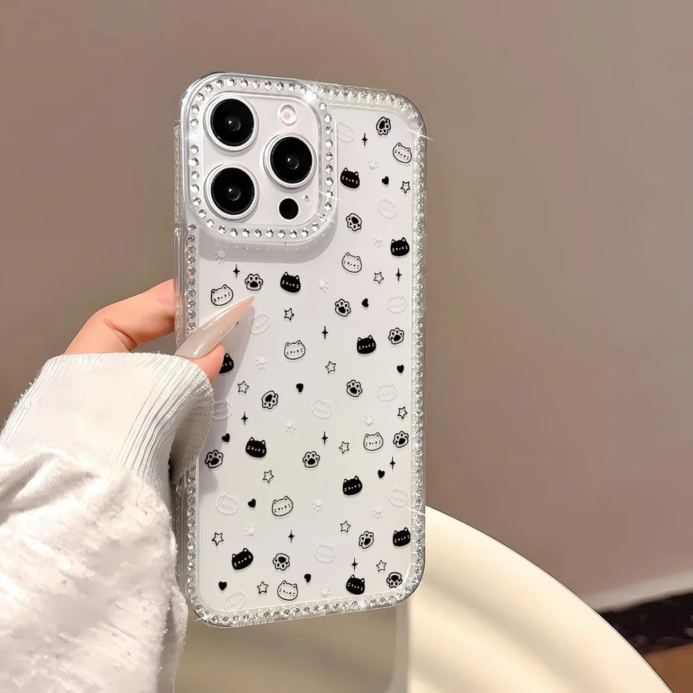 Bling Glitter Cute Cat Phone Case For iPhone