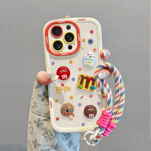 Cartoon 3d Bubble Full Set Anti Drop Strap Phone Case